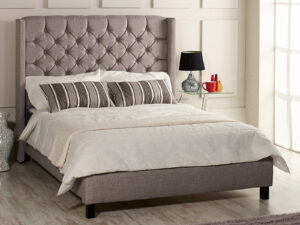 Alecia Wing Headboard Bed Frame - Upholstered Fabric Bed Frame