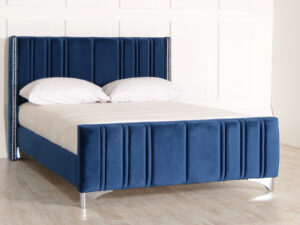 Harper Wing Headboard Bed Frame - Upholstered Fabric Bed Frame