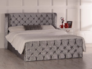 Ophelia Ottoman Wing Bed - Upholstered Fabric Storage Bed Frame