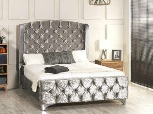 Tula Wing Design Bed Frame - Upholstered Fabric Bed Frame