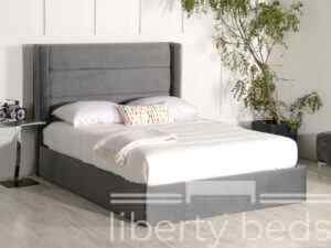 Hallie Ottoman Wing Bed - Upholstered Fabric Storage Bed Frame