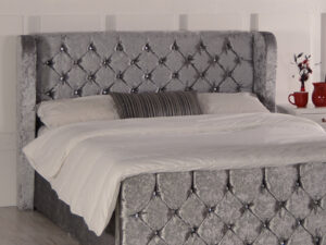 Ophelia Wing Design Headboard - Fabric Upholstered Floor Standing Headboard